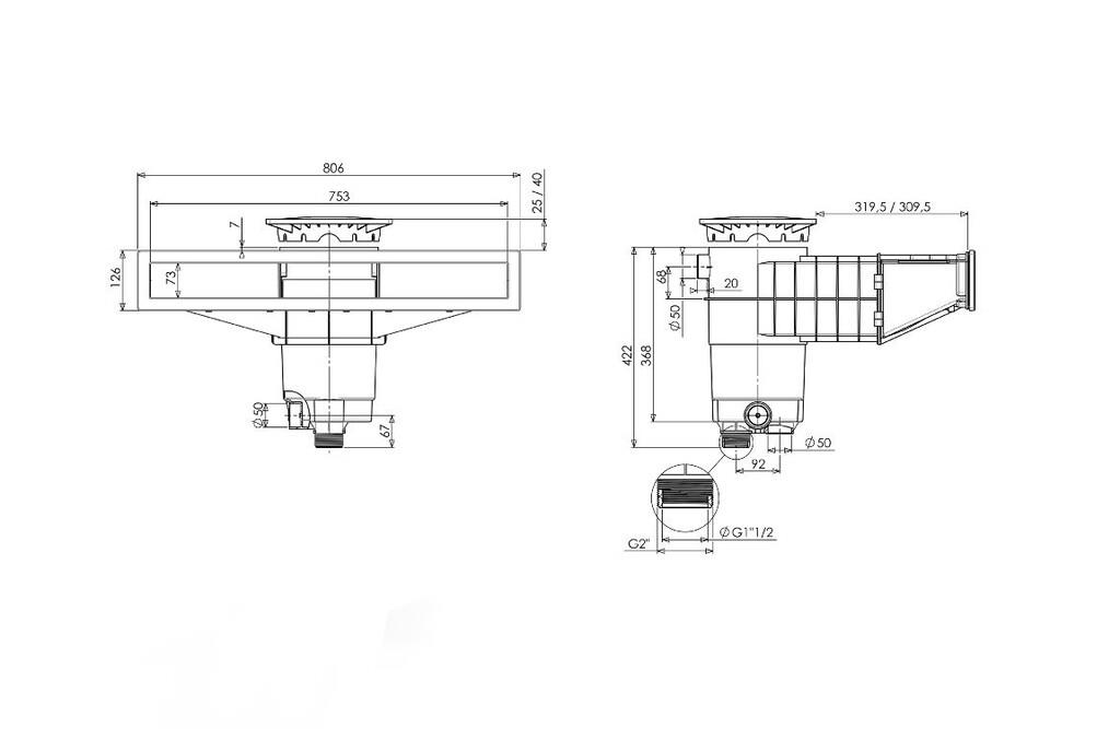 Skimmer A800 farbig - Beton-/Folienbecken