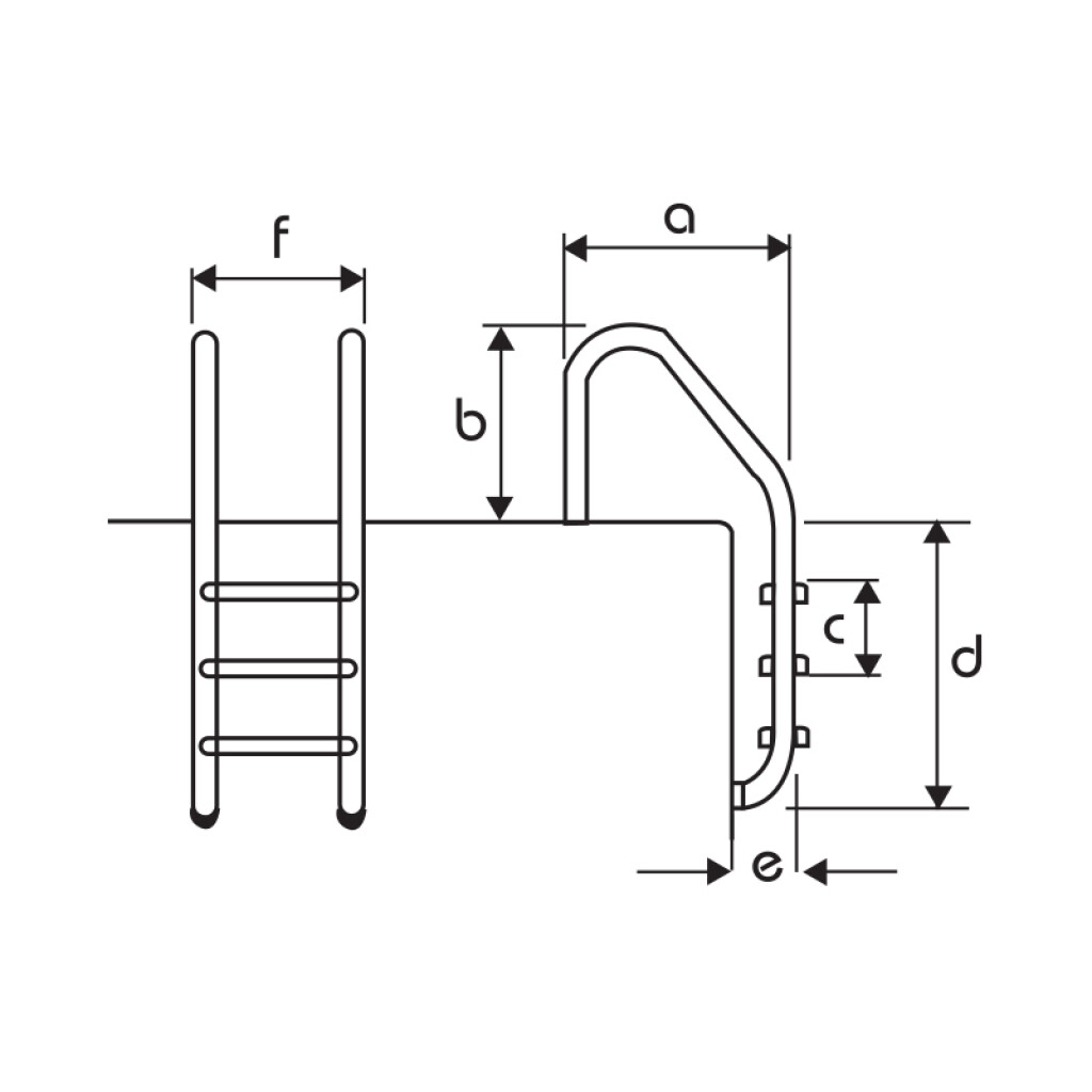 Standardleiter, V4A, rutschfest, 2 Stufen 