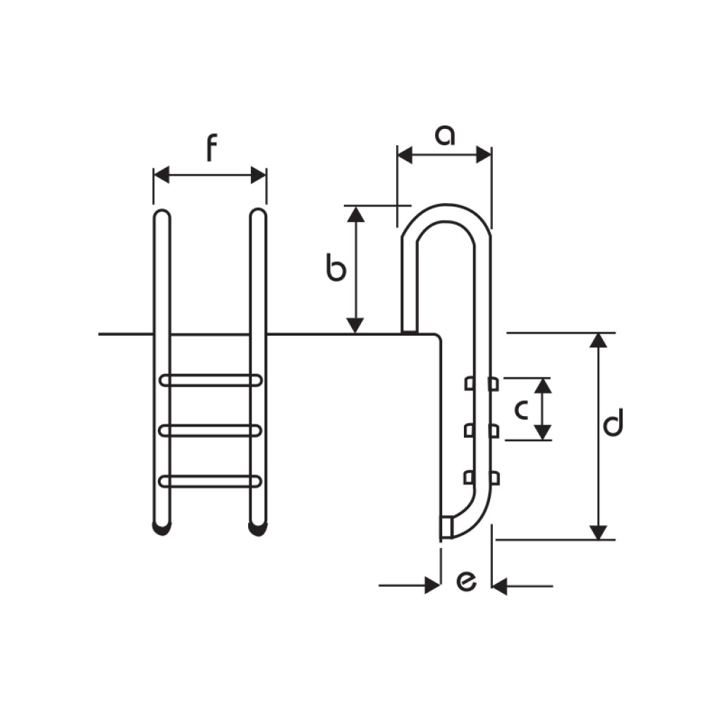 Rutschfeste V4A-Wandleiter, 2 Stufen