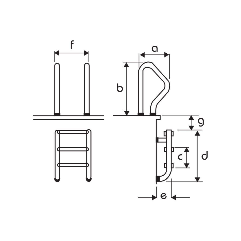 Zweiteilige, rutschfeste V4A-Leiter, 4 Stufen