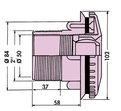 Einlaufdüse mit richtungsverstellbarer Kugel für Folienpools 2" - 50 mm