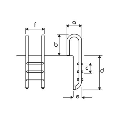 Rutschfeste V4A-Wandleiter, 2 Stufen